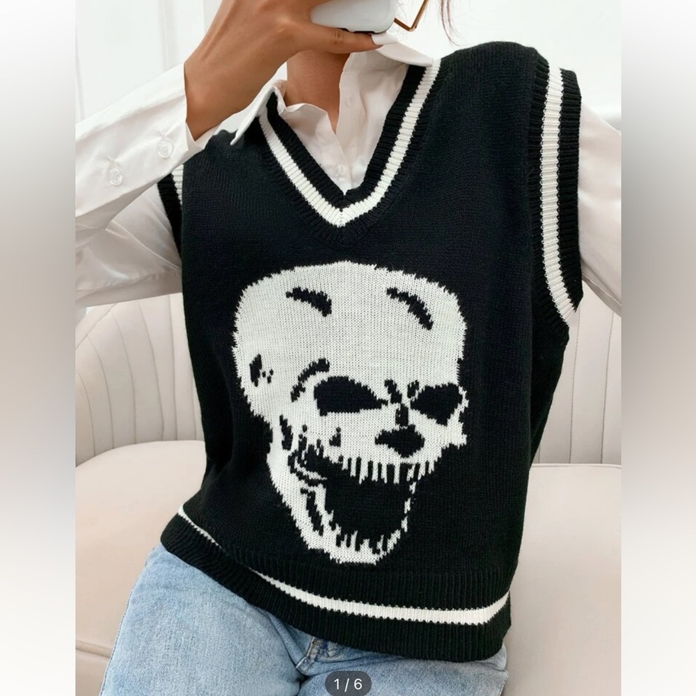 Skeleton print sweater vest *worn once*